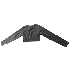Grey/Gray Long Sleeve Crop Top Athletic Top Size Large Excellent Condition